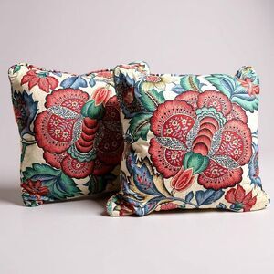 2 Vintage Waverly Floral Multicolor 16” Farmhouse Decor Accent Throw Pillows Set